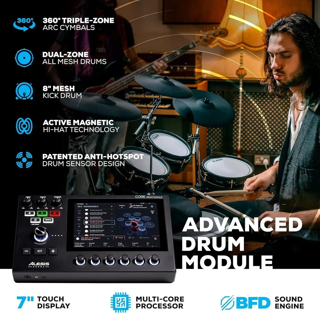 Alison Strata Prime Electronic Drum Set with Touch Screen Dual Area Grid Head