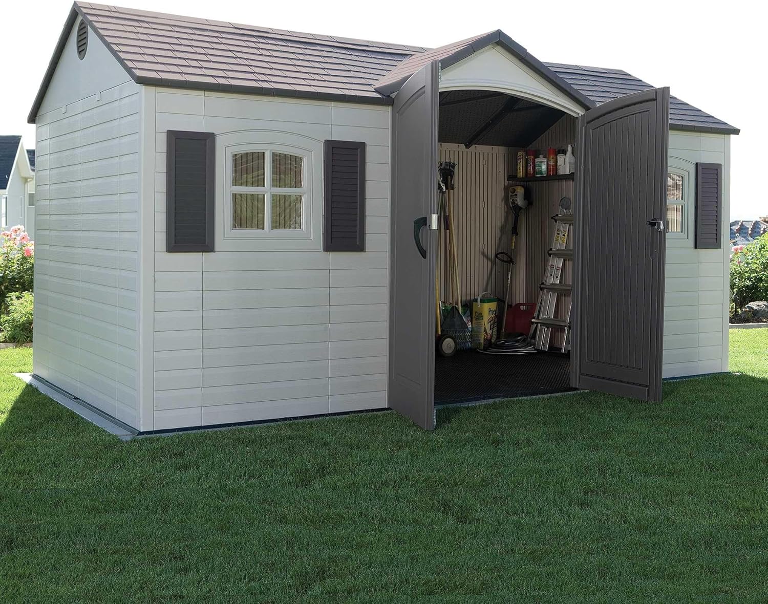 Lifetime 6446 Outdoor Storage Shed, 8 x 15 Foot, Desert Sand