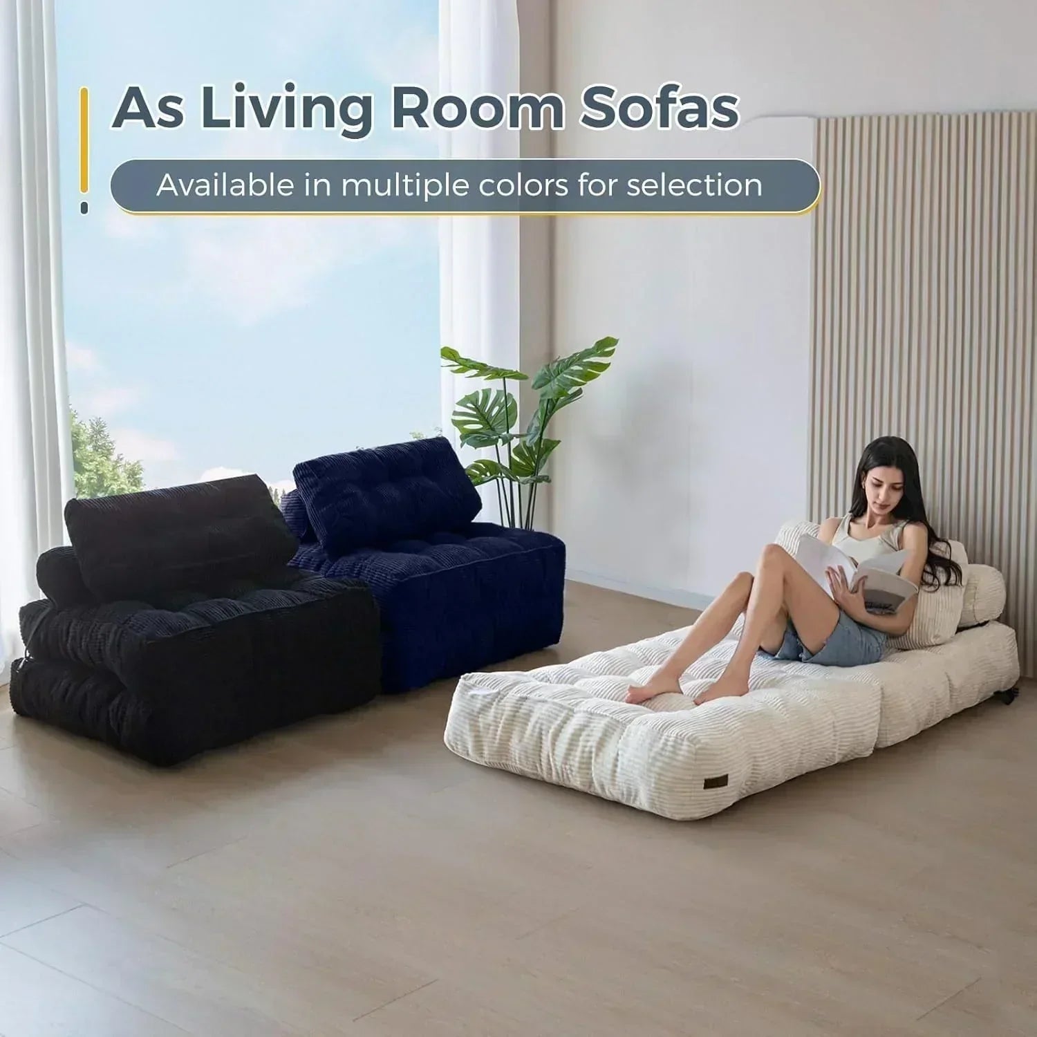 MAXYOYO Folding Sofa Bed Convertible Sleeper Chair with Pillow Foldable Mattress with Back Support